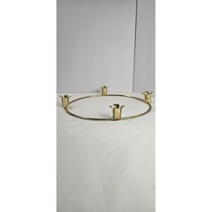Vintage Autom Brass Advent Wreath Ring Candle Holder 4 Taper Candles Christmas